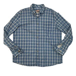 Johnnie O Alto Shirt Mens XL Laguna Blue Windowpane Plaid Cotton Button Up